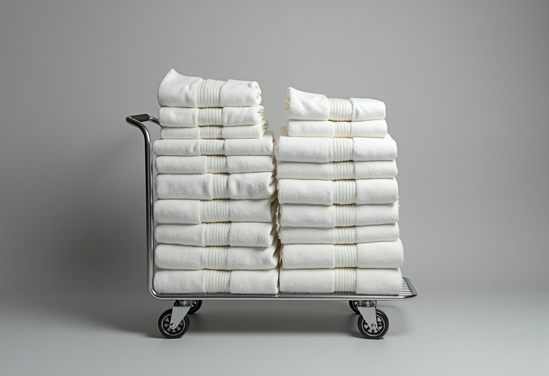 Towel bundles counted and tagged
